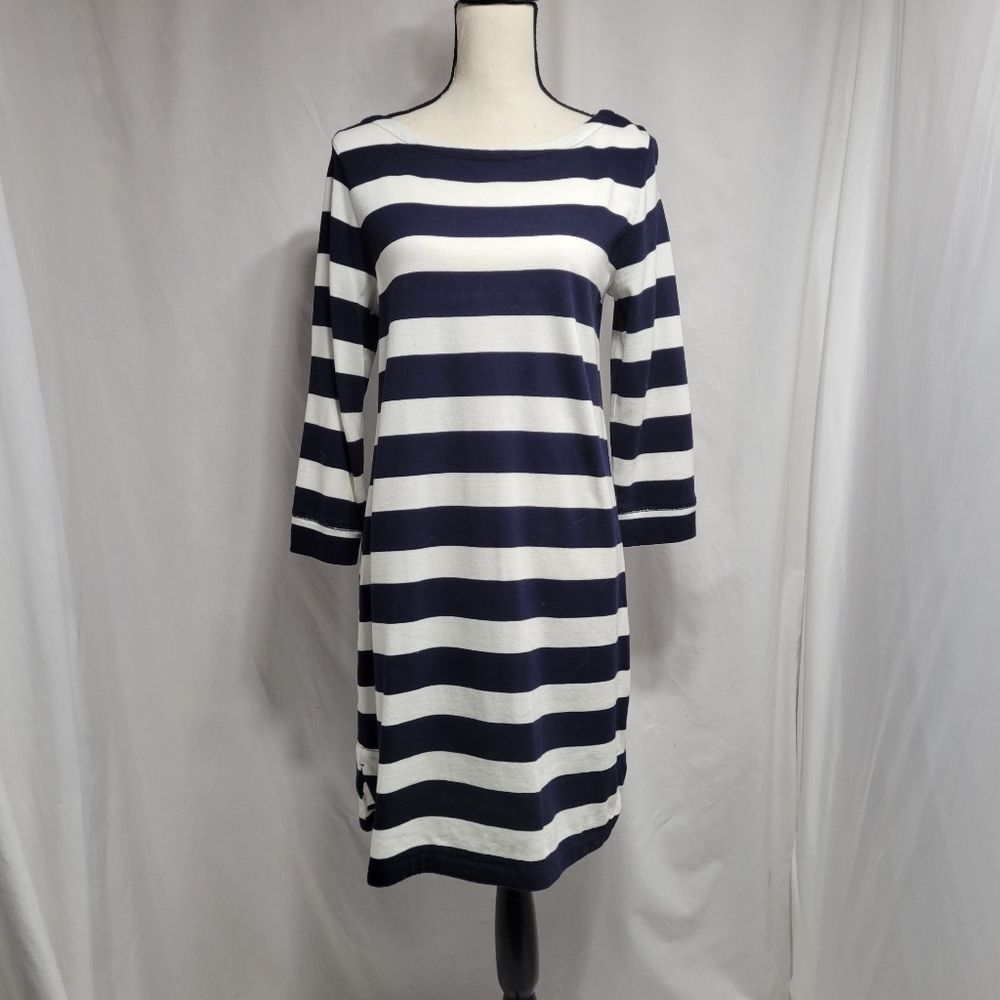J. CREW Factory 100% Cotton Striped Dress in Navy & White - Size Small
